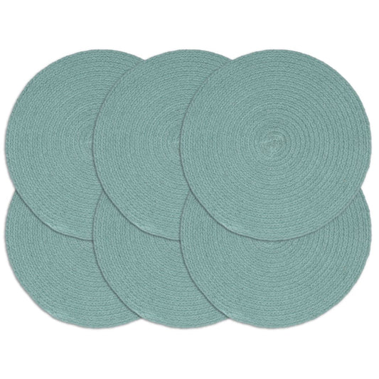 Placemats 6 st rond 38 cm katoen effen groen