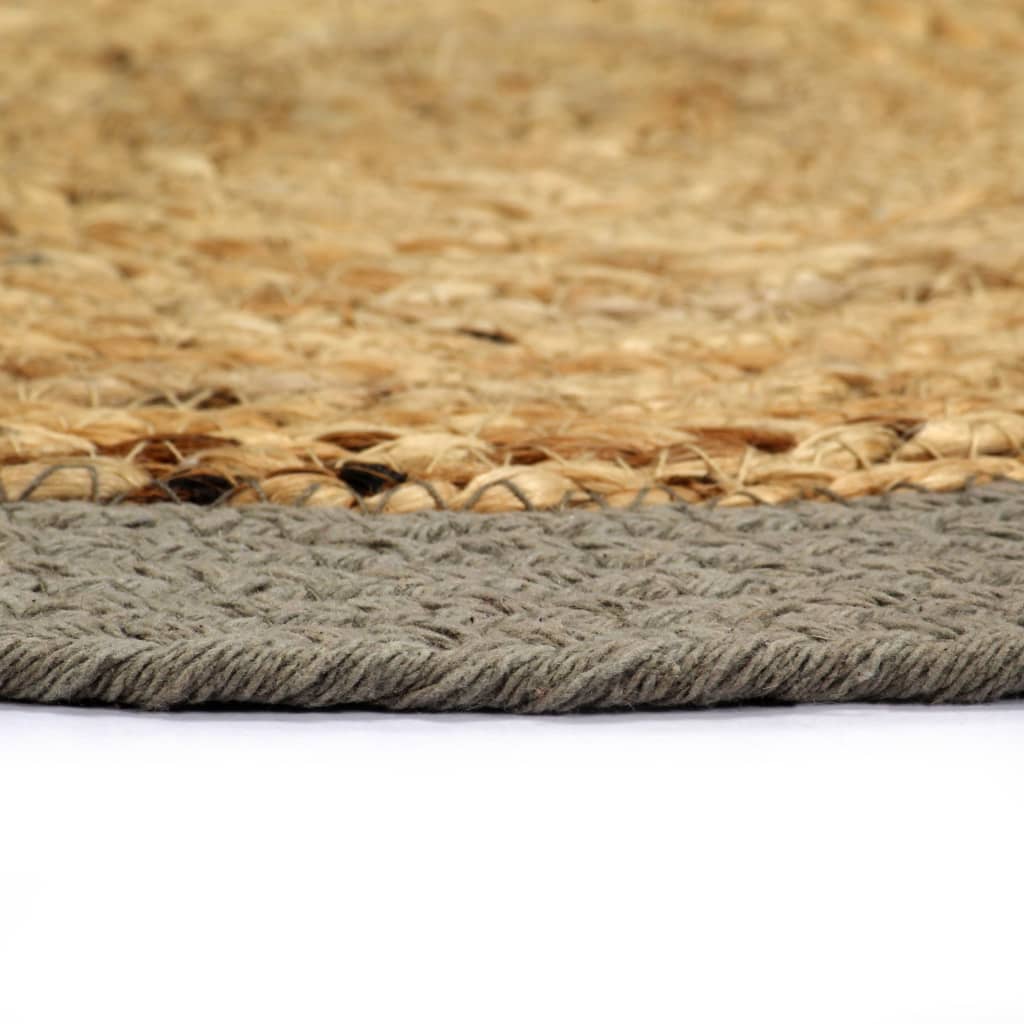 Placemats 6 st 38 cm jute en katoen natuurlijk en grijs