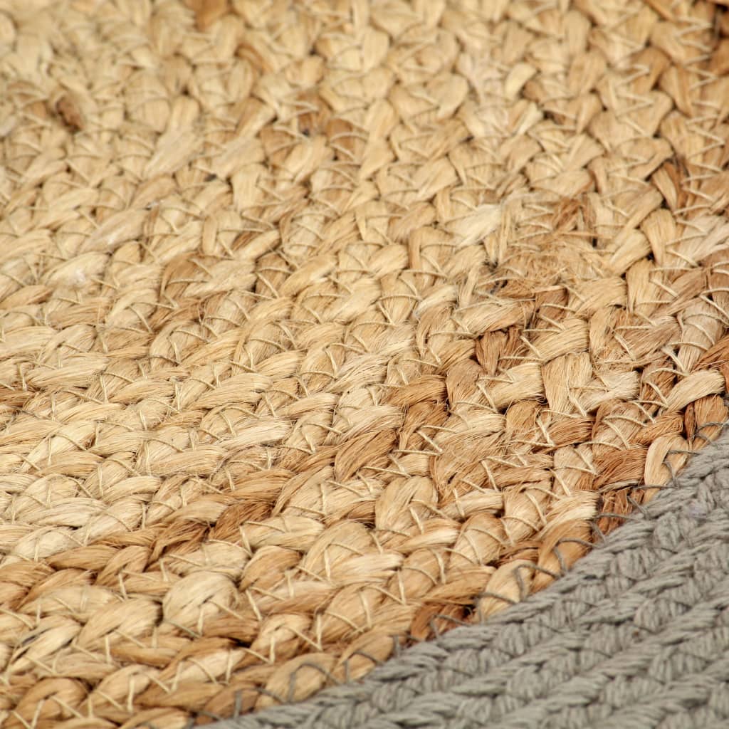 Placemats 6 st 38 cm jute en katoen natuurlijk en grijs