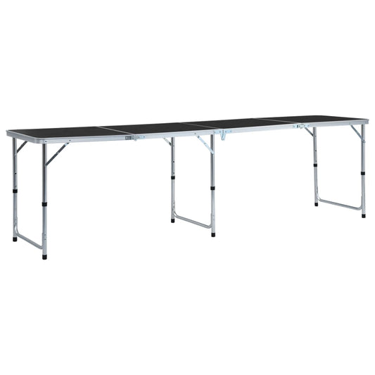 Campingtafel inklapbaar 240x60 cm aluminium grijs