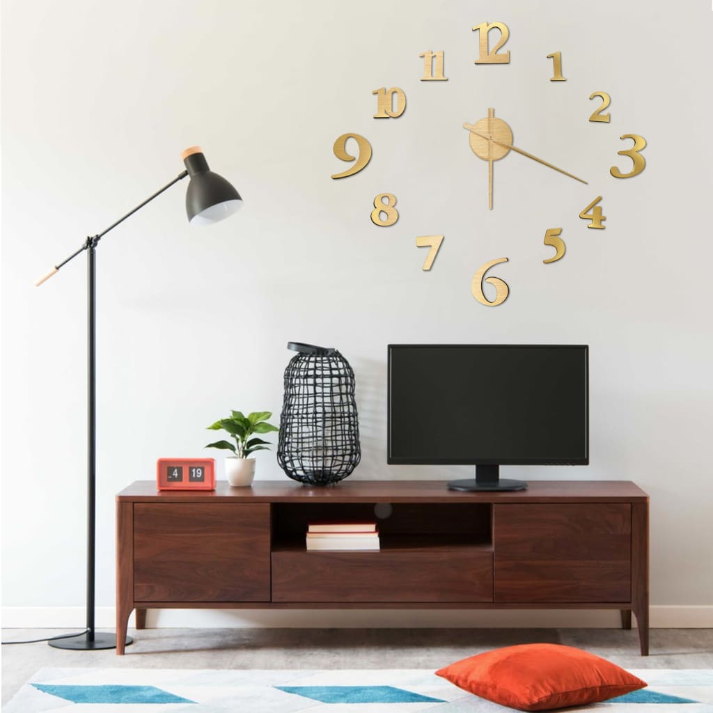 3D-wandklok modern XXL 100 cm goudkleurig
