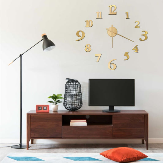 3D-wandklok modern XXL 100 cm goudkleurig