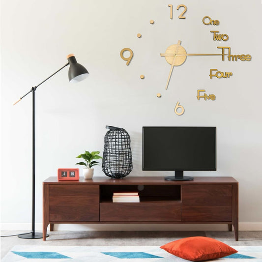 3D-wandklok modern XXL 100 cm goudkleurig
