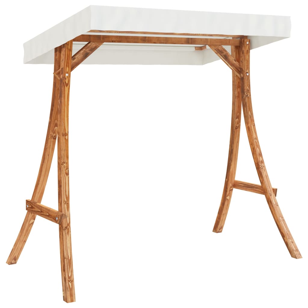 Schommelframe met crèmekleur dak gebogen hout met teakafwerking