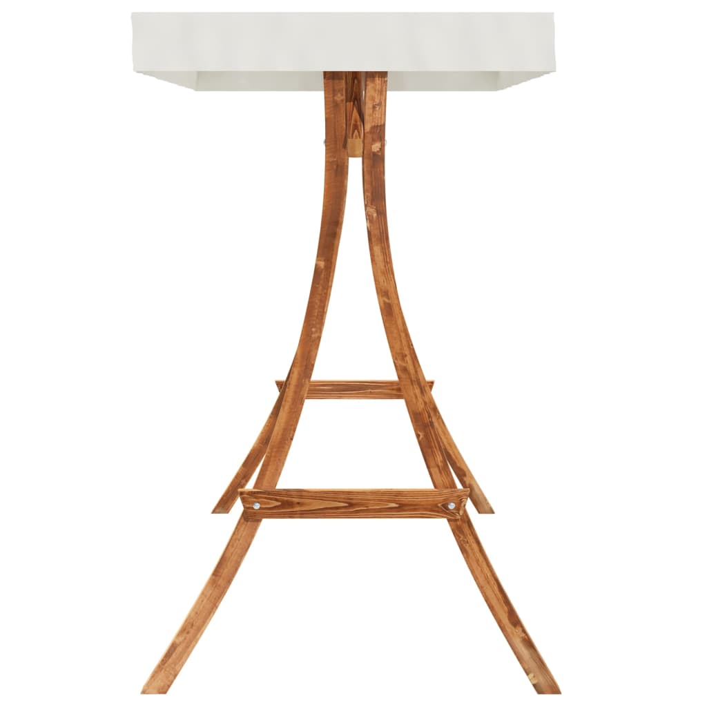 Schommelframe met crèmekleur dak gebogen hout met teakafwerking
