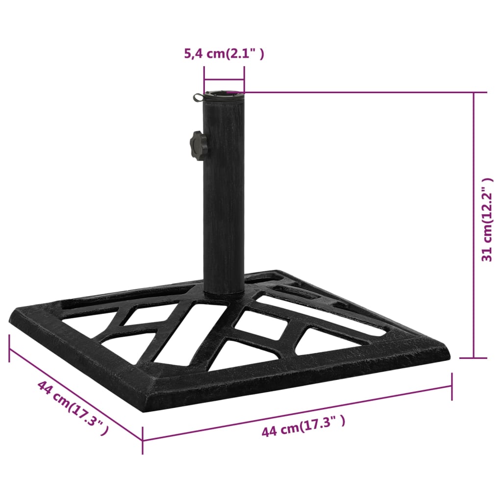 Parasolvoet 44x44x31 cm gietijzer zwart