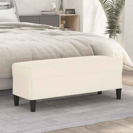 Bankje 100x35x41 cm fluweel crèmekleurig
