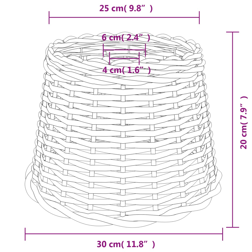 Plafondlampenkap Ø30x20 cm wicker wit
