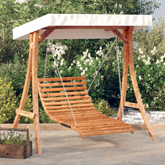 Schommelbed met luifel vurenhout met teak afwerking