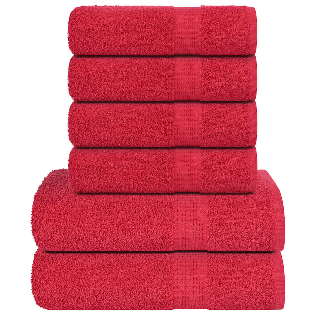 6-delige Handdoekenset 360 g/m² 100% katoen rood