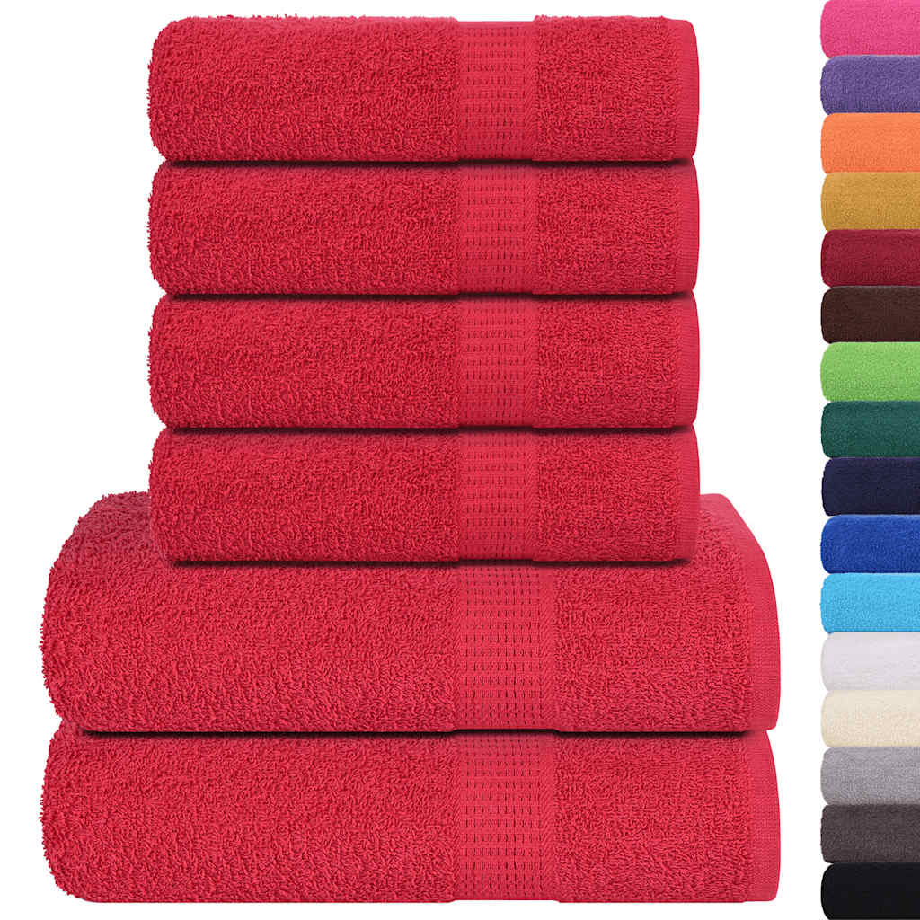 6-delige Handdoekenset 360 g/m² 100% katoen rood