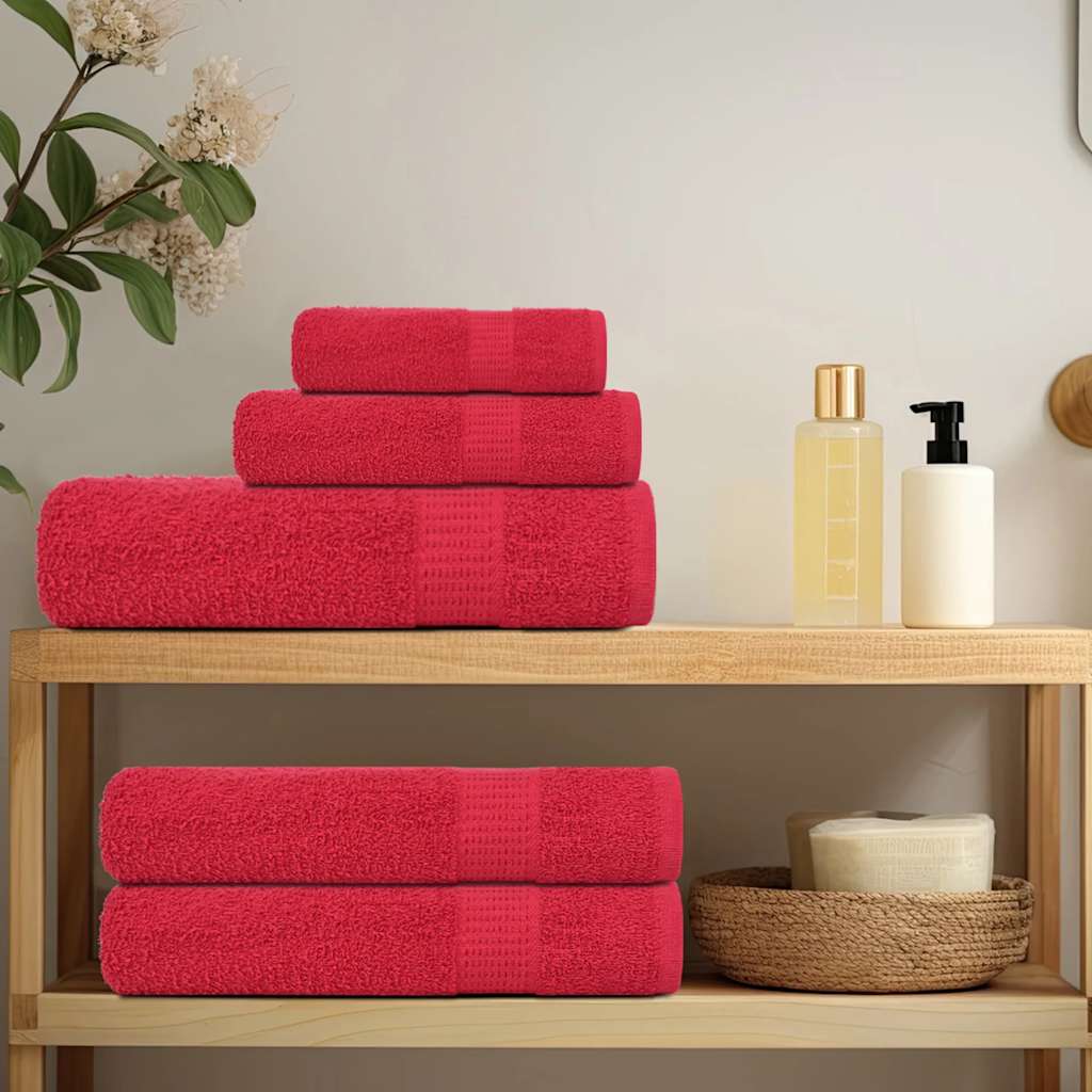 6-delige Handdoekenset 360 g/m² 100% katoen rood