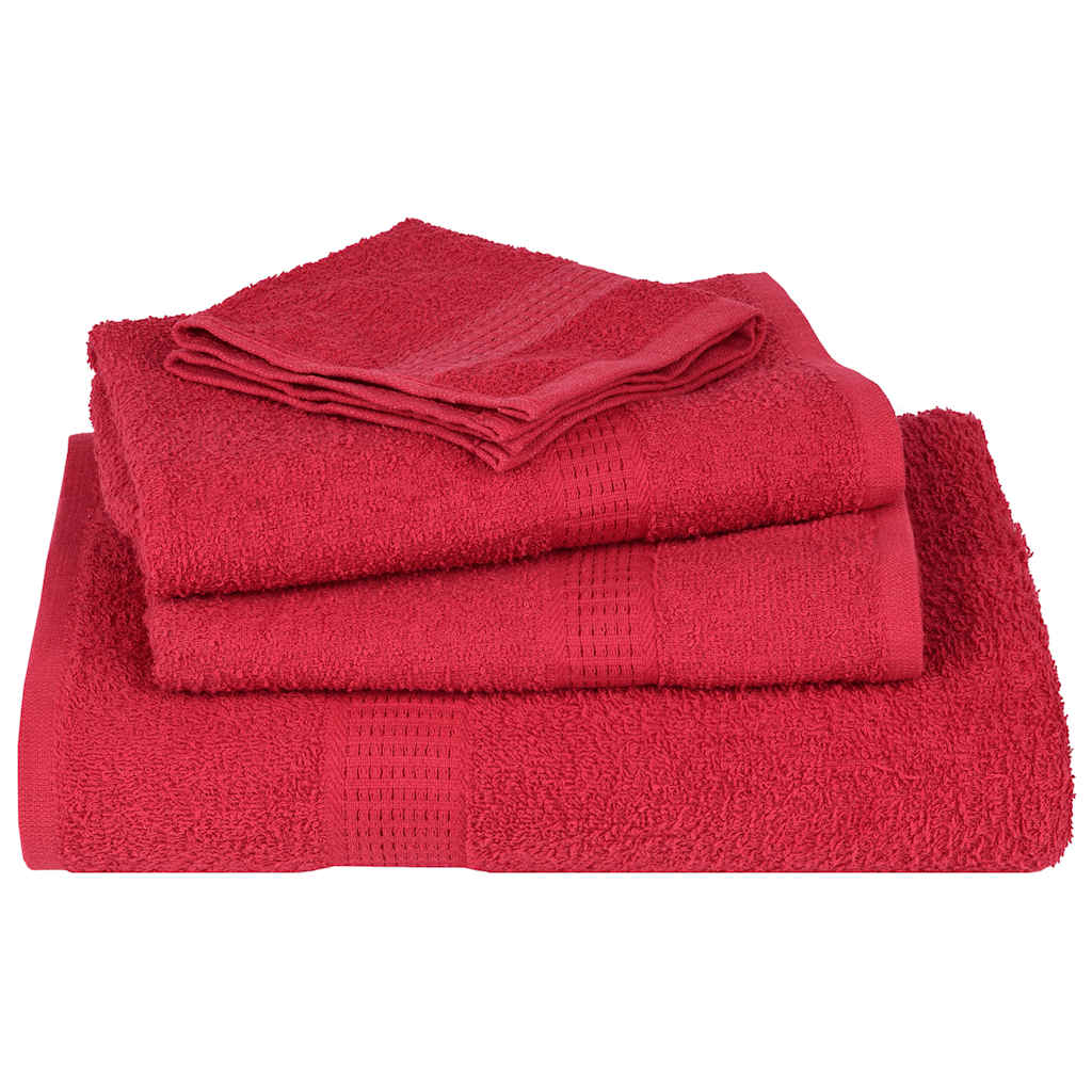 6-delige Handdoekenset 360 g/m² 100% katoen rood