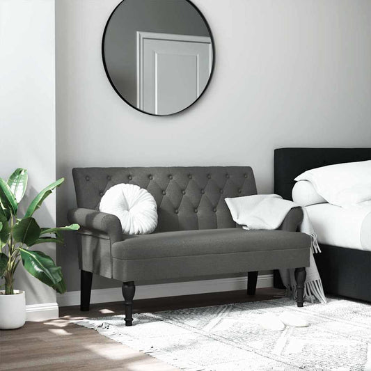Bankje met rugleuning 120x62x75,5 cm stof donkergrijs