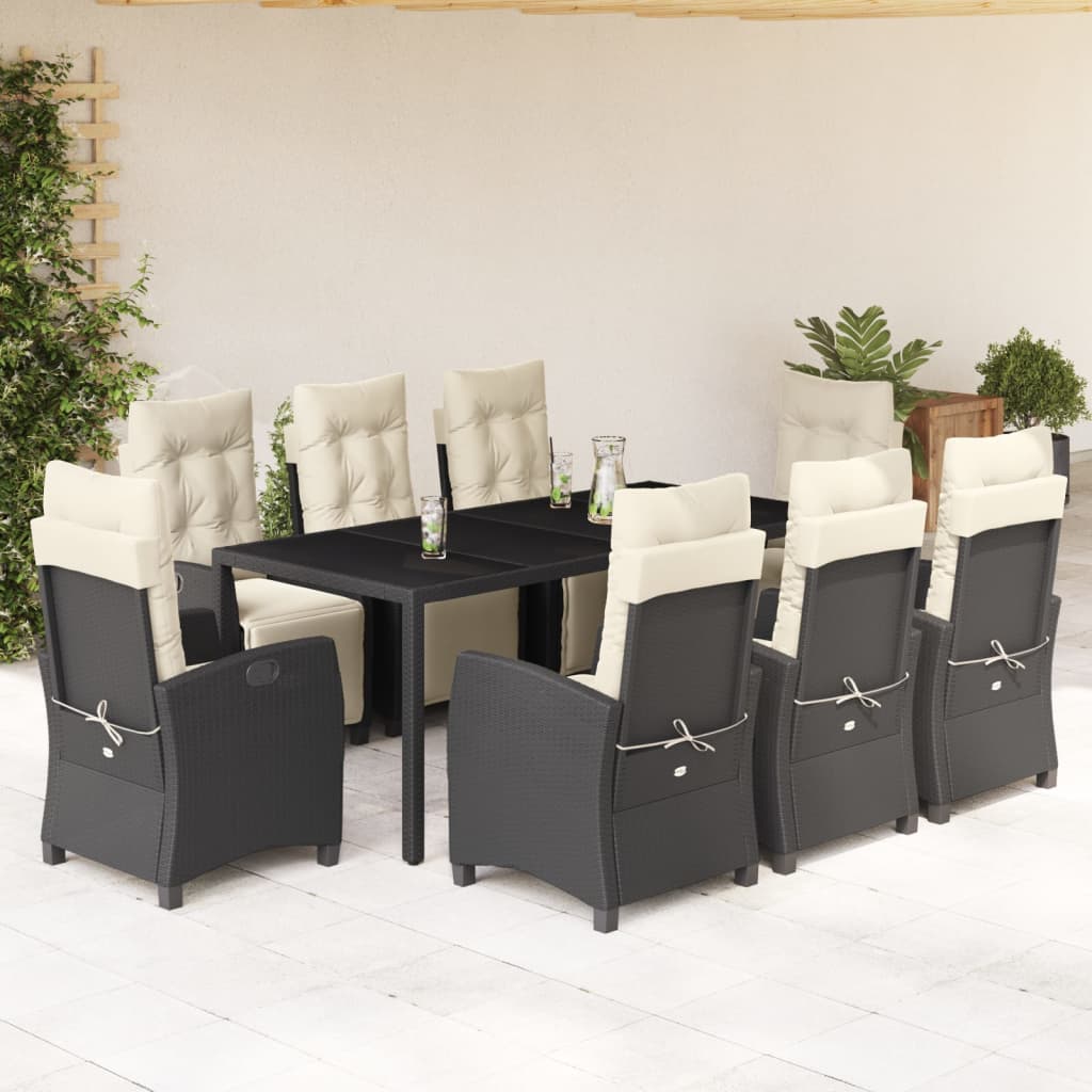 9-delige Tuinset poly rattan zwart