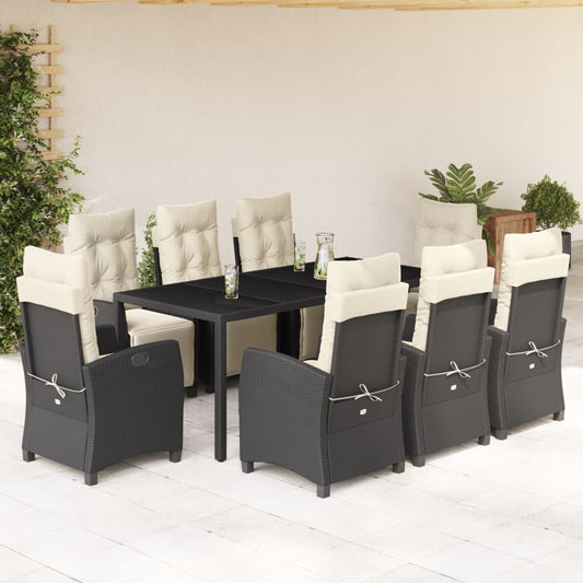 9-delige Tuinset poly rattan zwart
