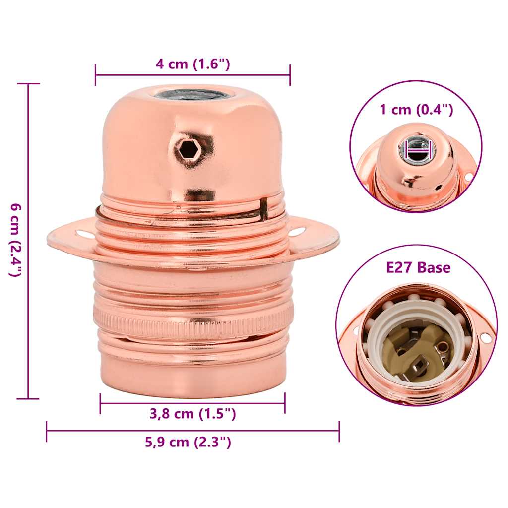 Lamphouders 2 st roségoud E27