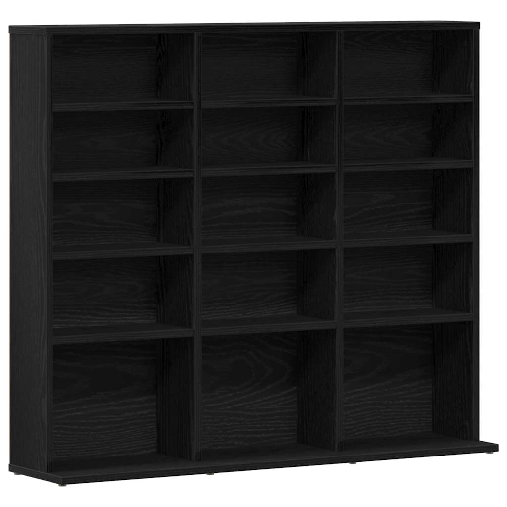 CD-kast 100,5x23x89,5 cm bewerkt hout zwart eikenkleurig