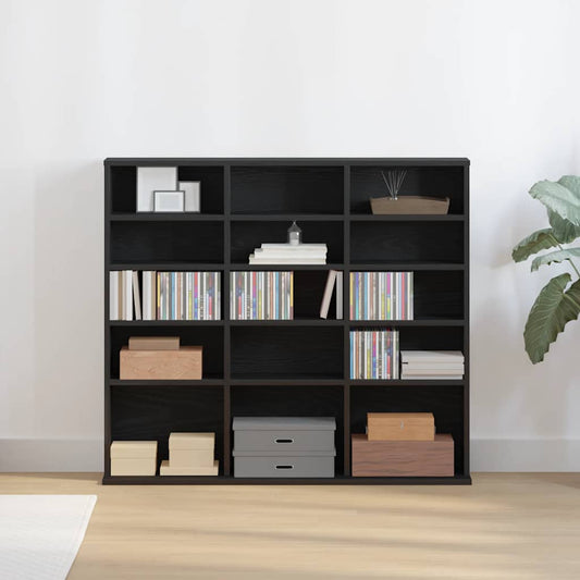 CD-kast 100,5x23x89,5 cm bewerkt hout zwart eikenkleurig