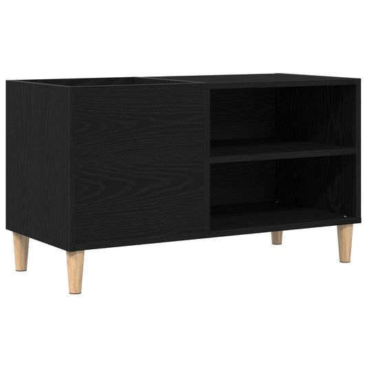 Platenkast 84,5x38x48 cm bewerkt hout zwart eikenkleurig