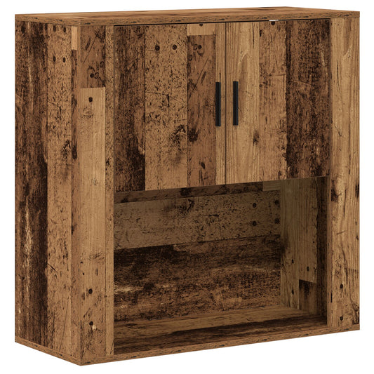 Wandkast 80x33x80 cm bewerkt hout oud houtkleurig