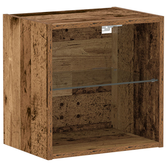 Wandschap zwevend 40x28,5x40 cm bewerkt hout oud houtkleurig