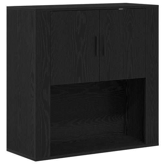 Wandkast 80x33x80 cm bewerkt hout zwart eikenkleurig