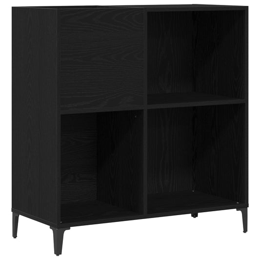 Platenkast 84,5x38x89 cm bewerkt hout zwart eikenkleurig