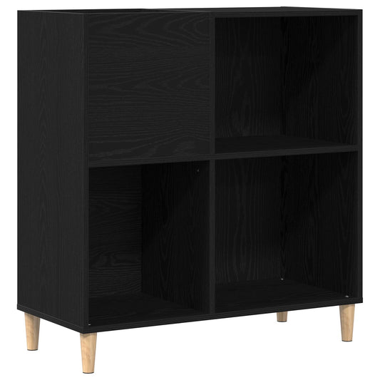 Platenkast 84,5x38x89 cm bewerkt hout zwart eikenkleurig