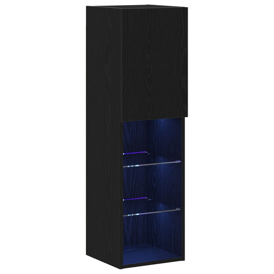 Tv-meubelen 2 st LED 30,5x30x102 cm bewerkt hout zwart eiken