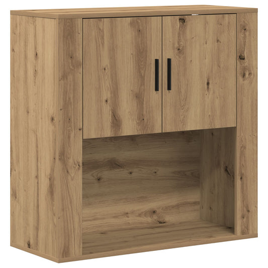 Wandkast 80x33x80 cm bewerkt hout artisanaal eiken