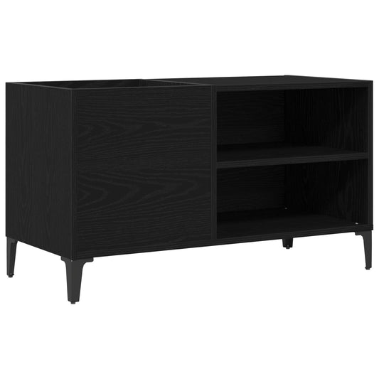 Platenkast 84,5x38x48 cm bewerkt hout zwart eikenkleurig