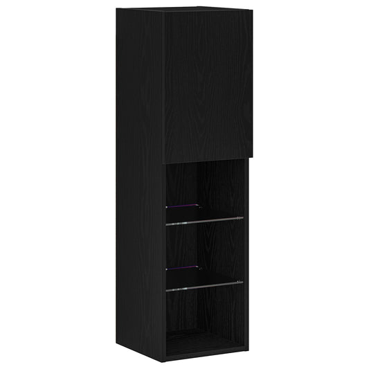 Tv-meubel met LED 30,5x30x102 cm bewerkt hout zwart eikenkleur